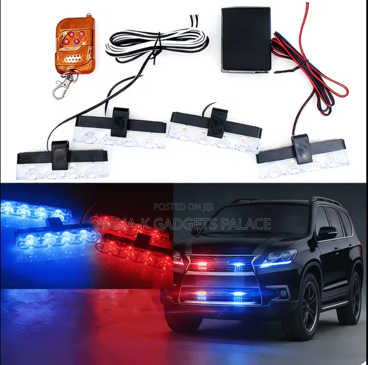 Blue Red Led Lamp With Remote for Front Grille-3led X 8pcs
