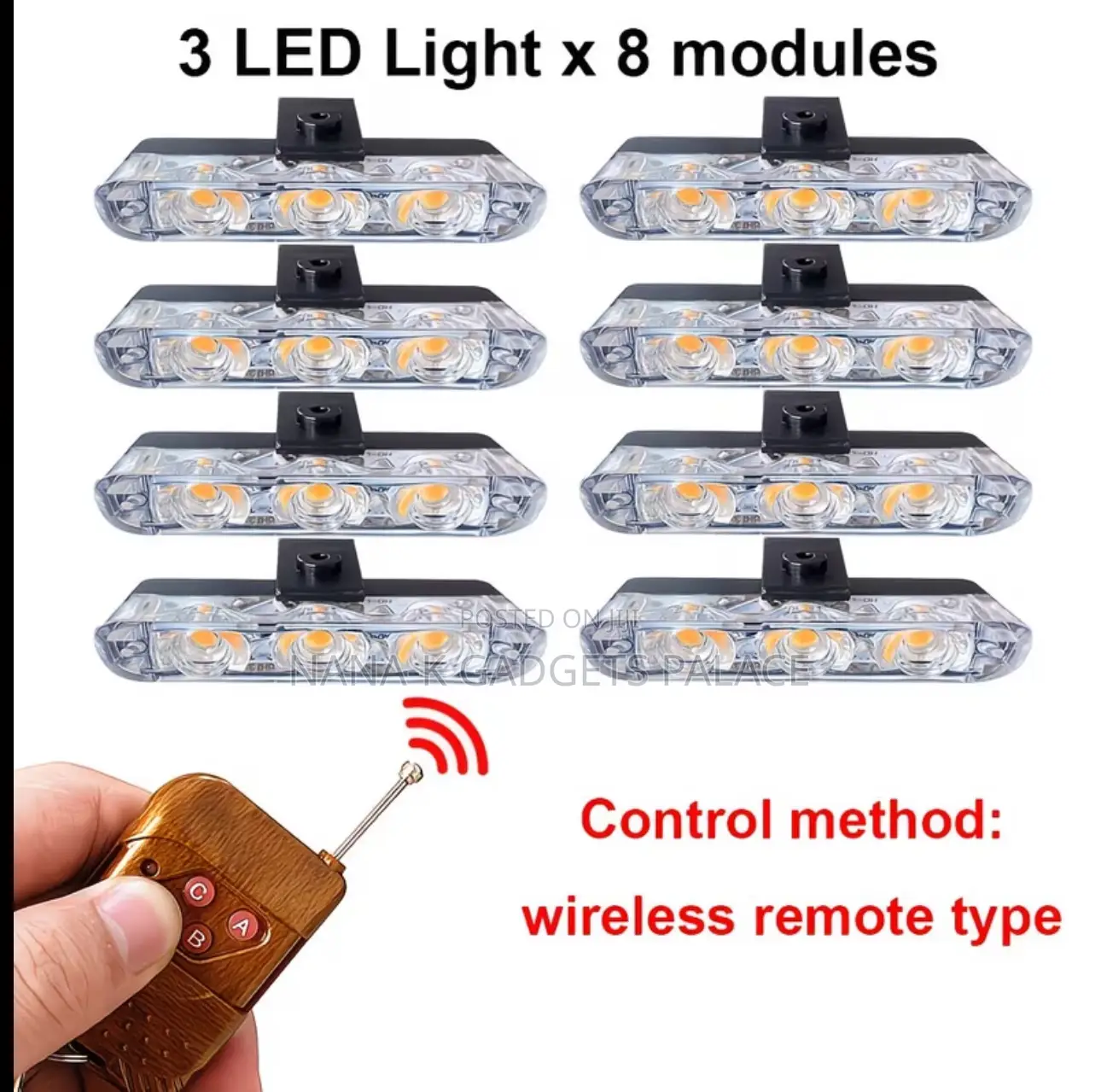 Blue Red Led Lamp With Remote for Front Grille-3led X 8pcs