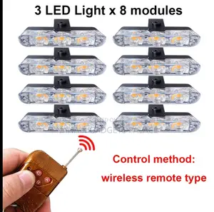 Blue Red Led Lamp With Remote for Front Grille-3led X 8pcs