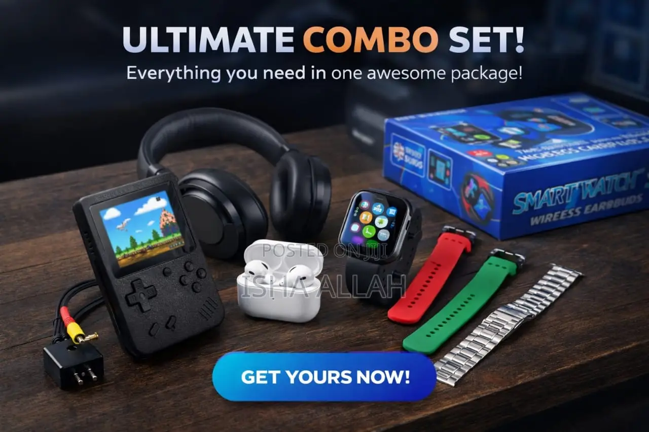 5-in-1 Power Gadget Box. Game,Watch,Headset,Airpod With Straps