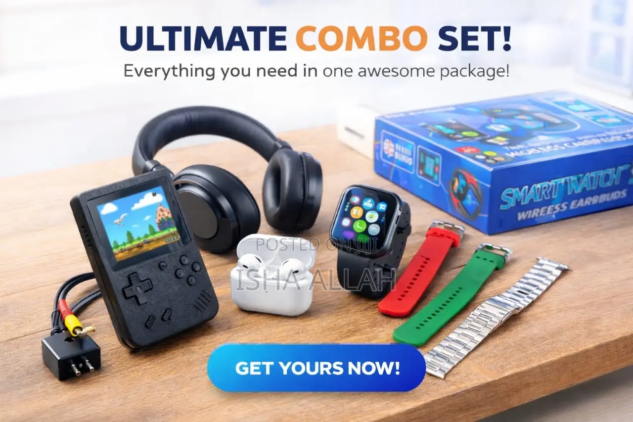 5-in-1 Power Gadget Box. Game,Watch,Headset,Airpod With Straps