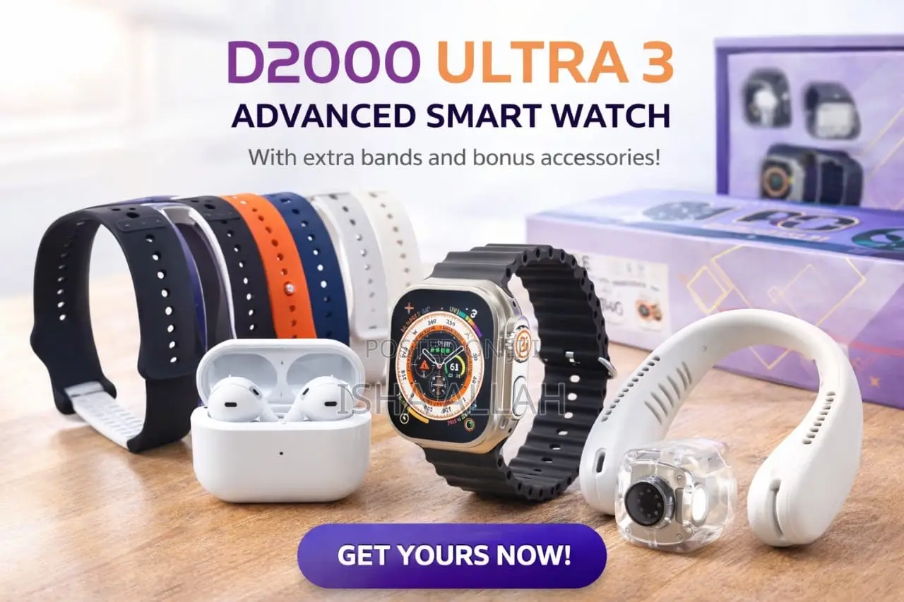 Ultra 3 Smartwatch Combo – 7+1 Bands, Earbuds Neck Fan Gift Set