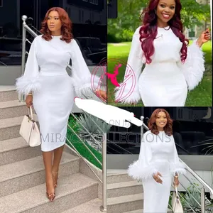 Feather Cuff Elegant Dress