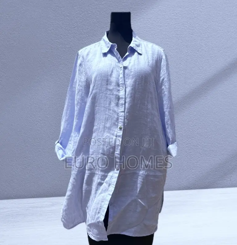 100% Light Blue Shirt Dress