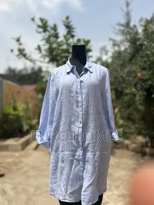 100% Light Blue Shirt Dress