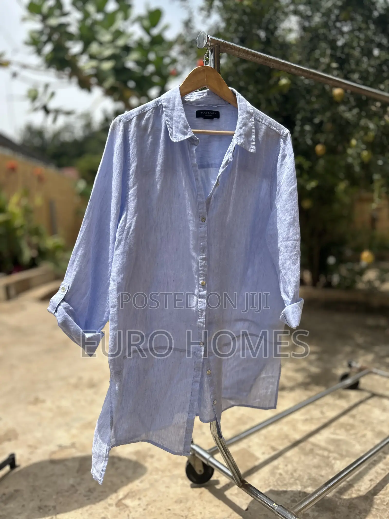 100% Light Blue Shirt Dress