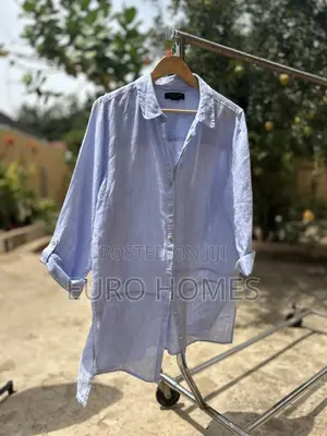 100% Light Blue Shirt Dress