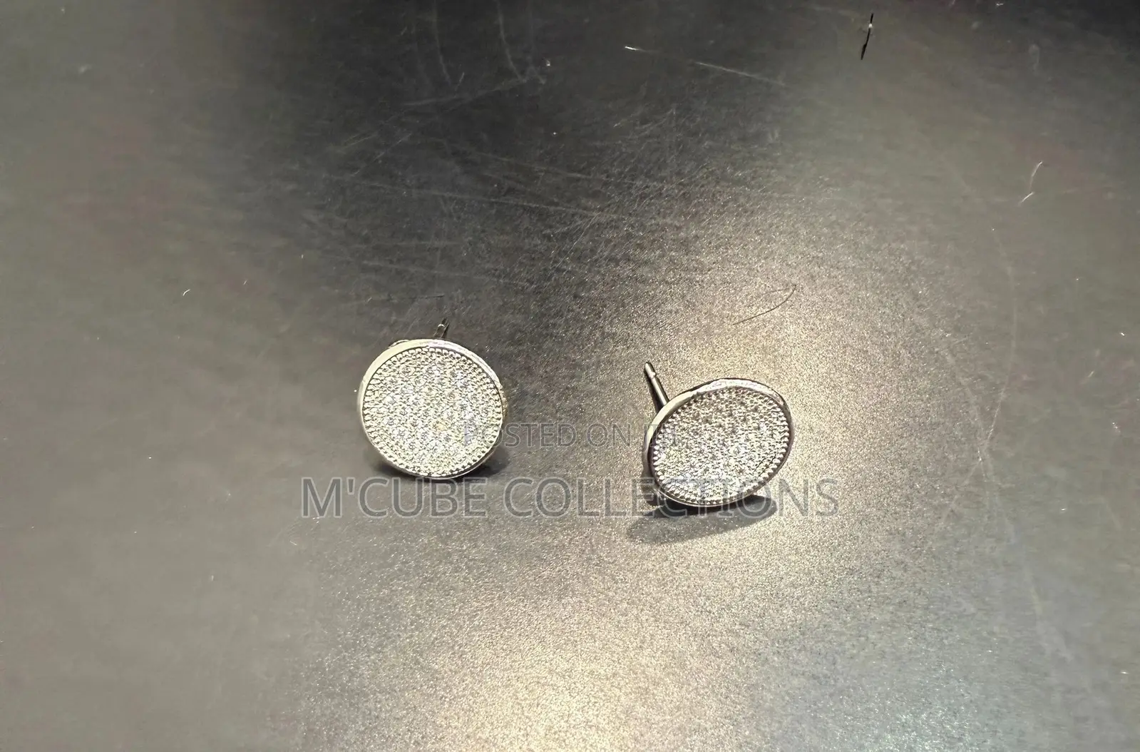 White Gold Crystal Pave Stud Earrings