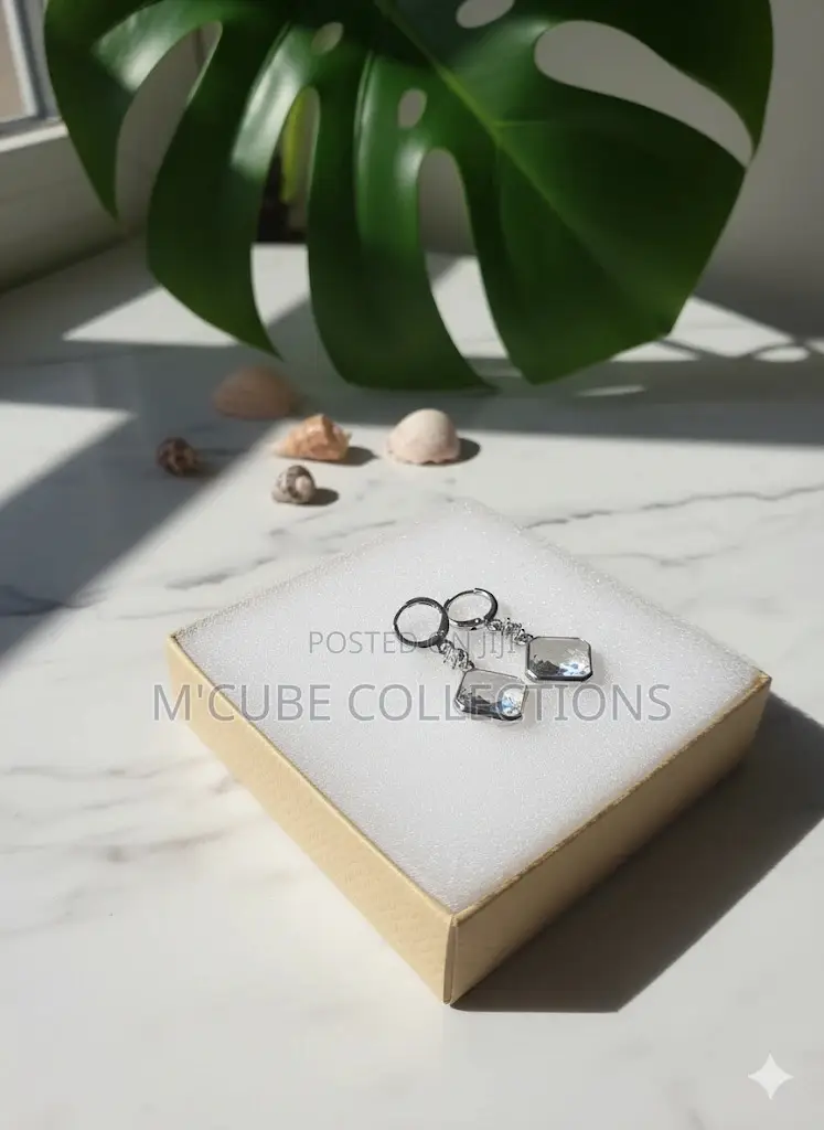 Crystal Hexagon Drop Earrings