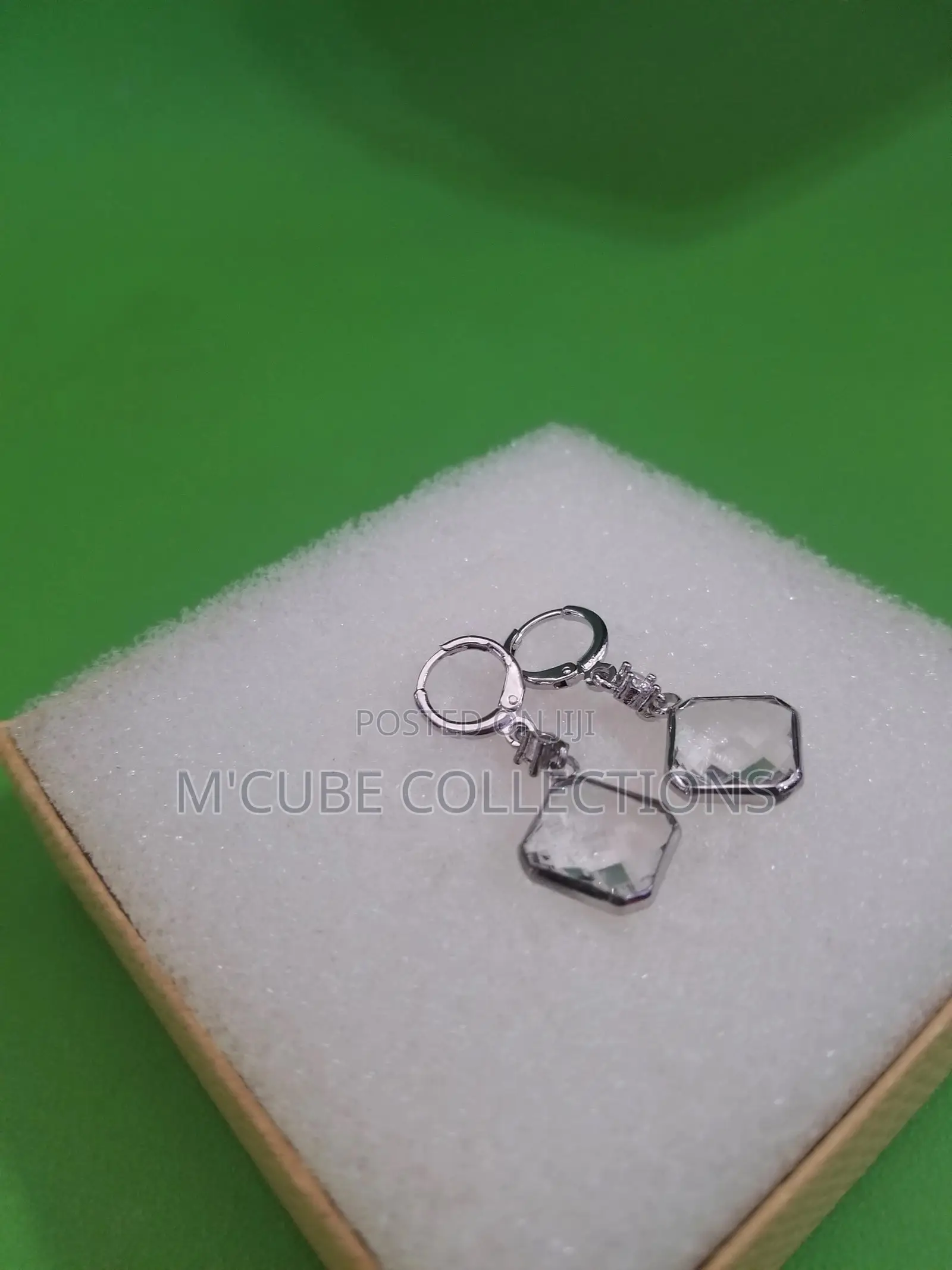Crystal Hexagon Drop Earrings