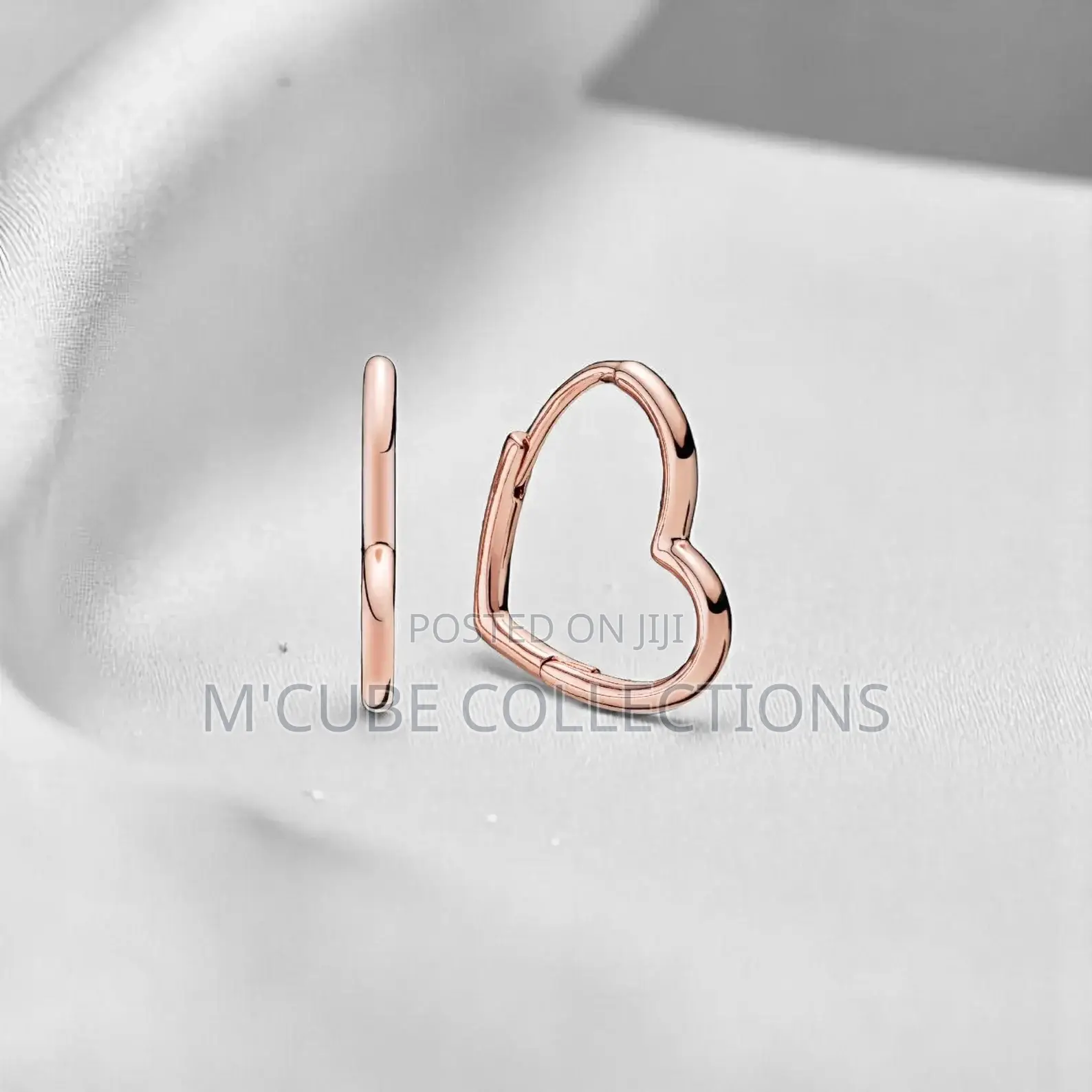 Rose Gold Heart Hoop Earrings