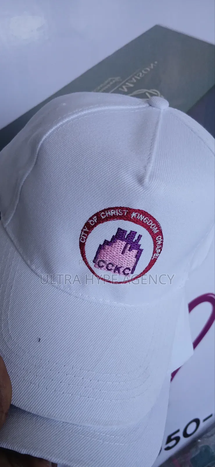 Embroidery on White Polo Caps