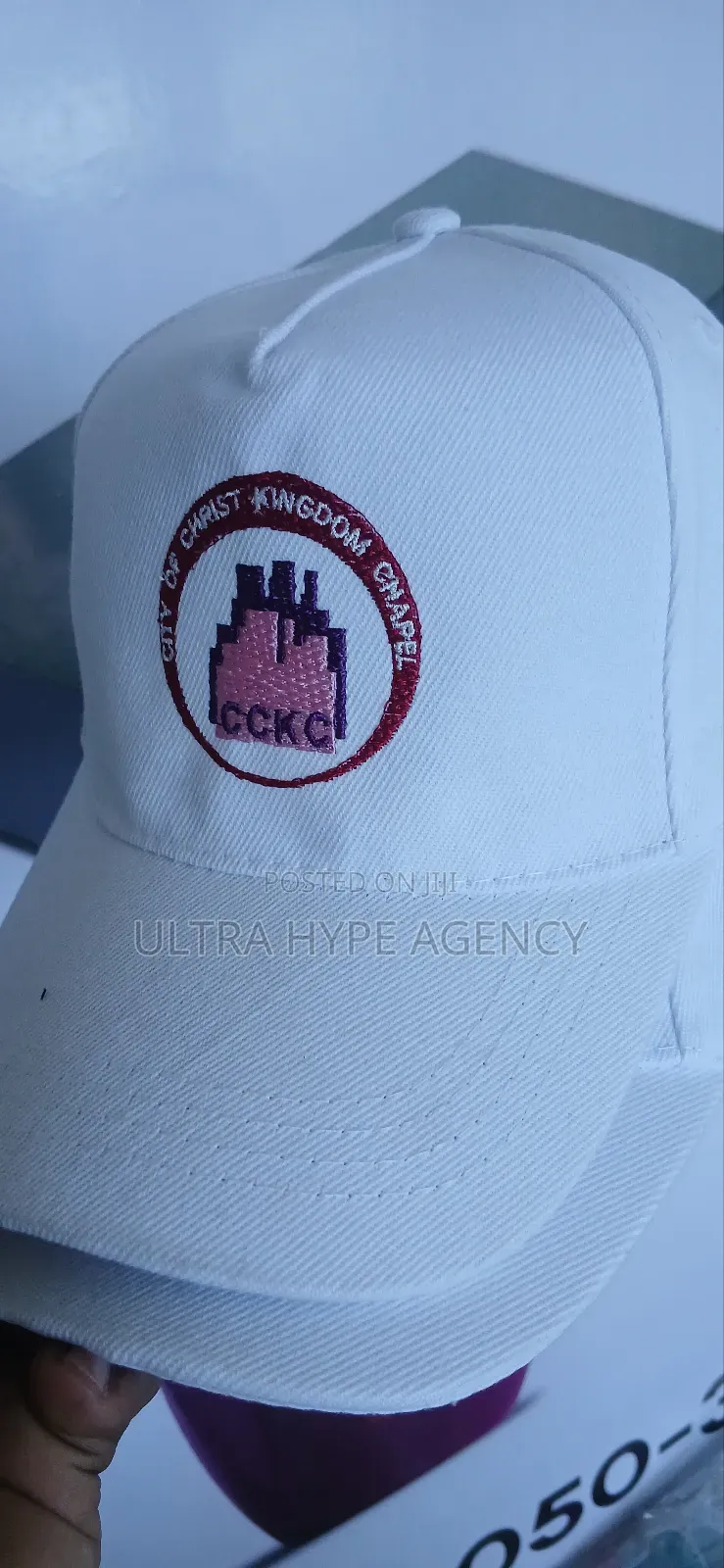 Embroidery on White Polo Caps