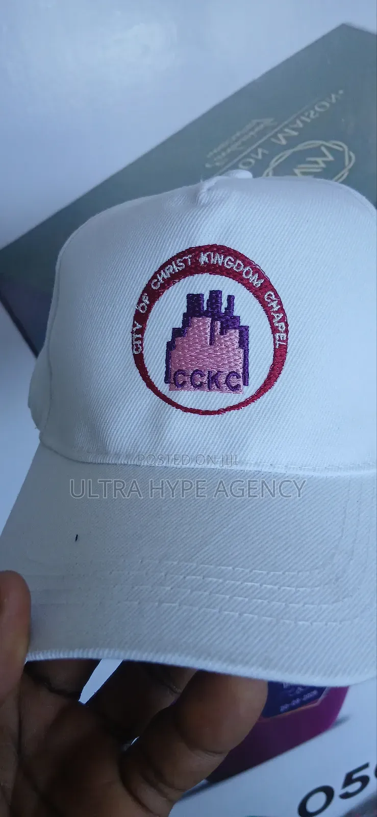Embroidery on White Polo Caps