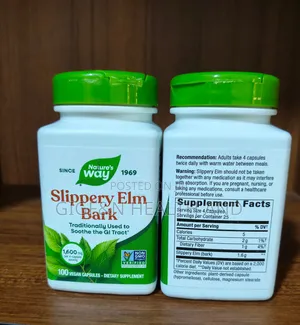 Slippery Elm Bark, 100 Vegan Capsules(400mg Per Caps)