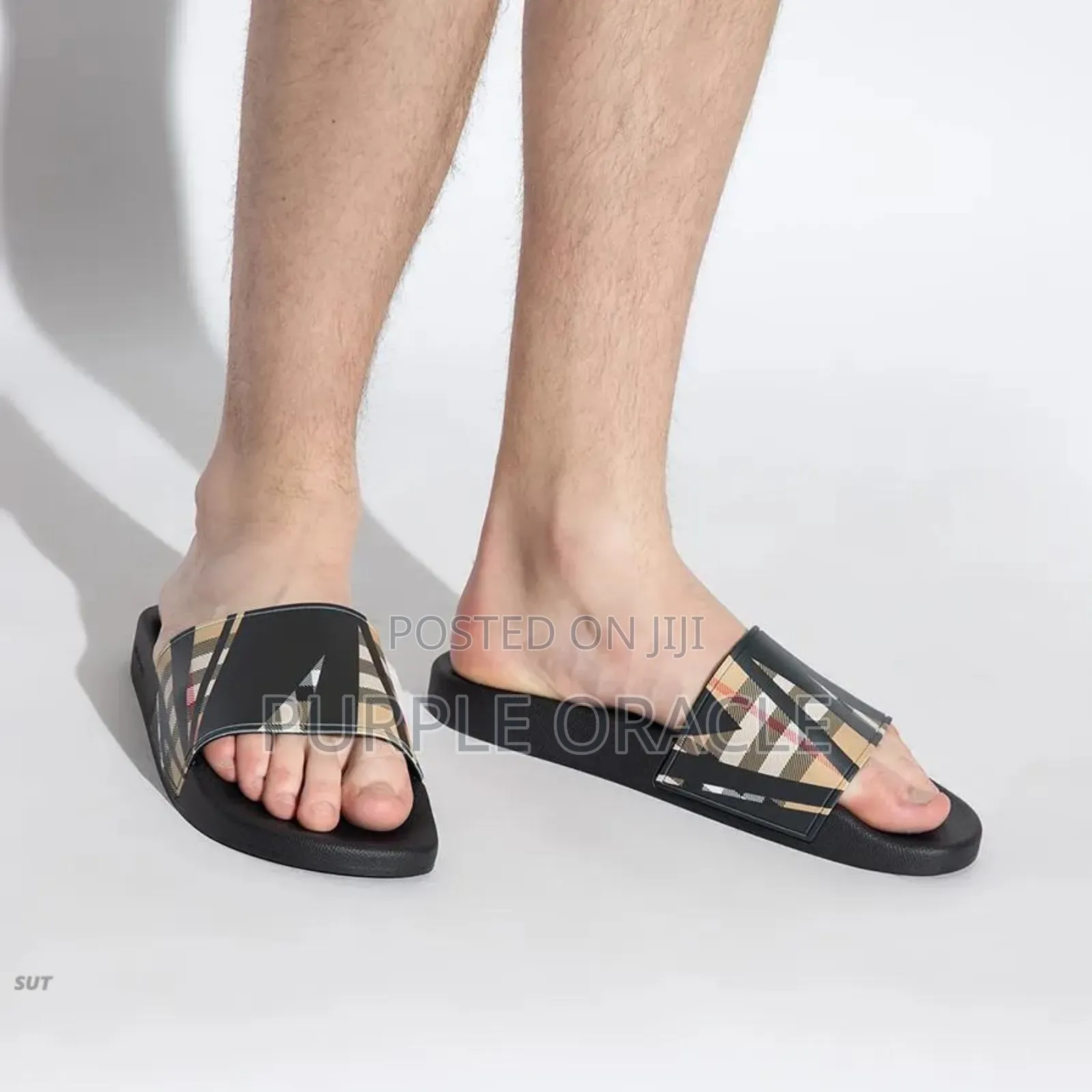 Burberry Furley Slides In A Check Print.
