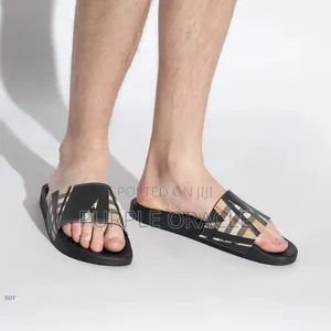 Burberry Furley Slides In A Check Print.