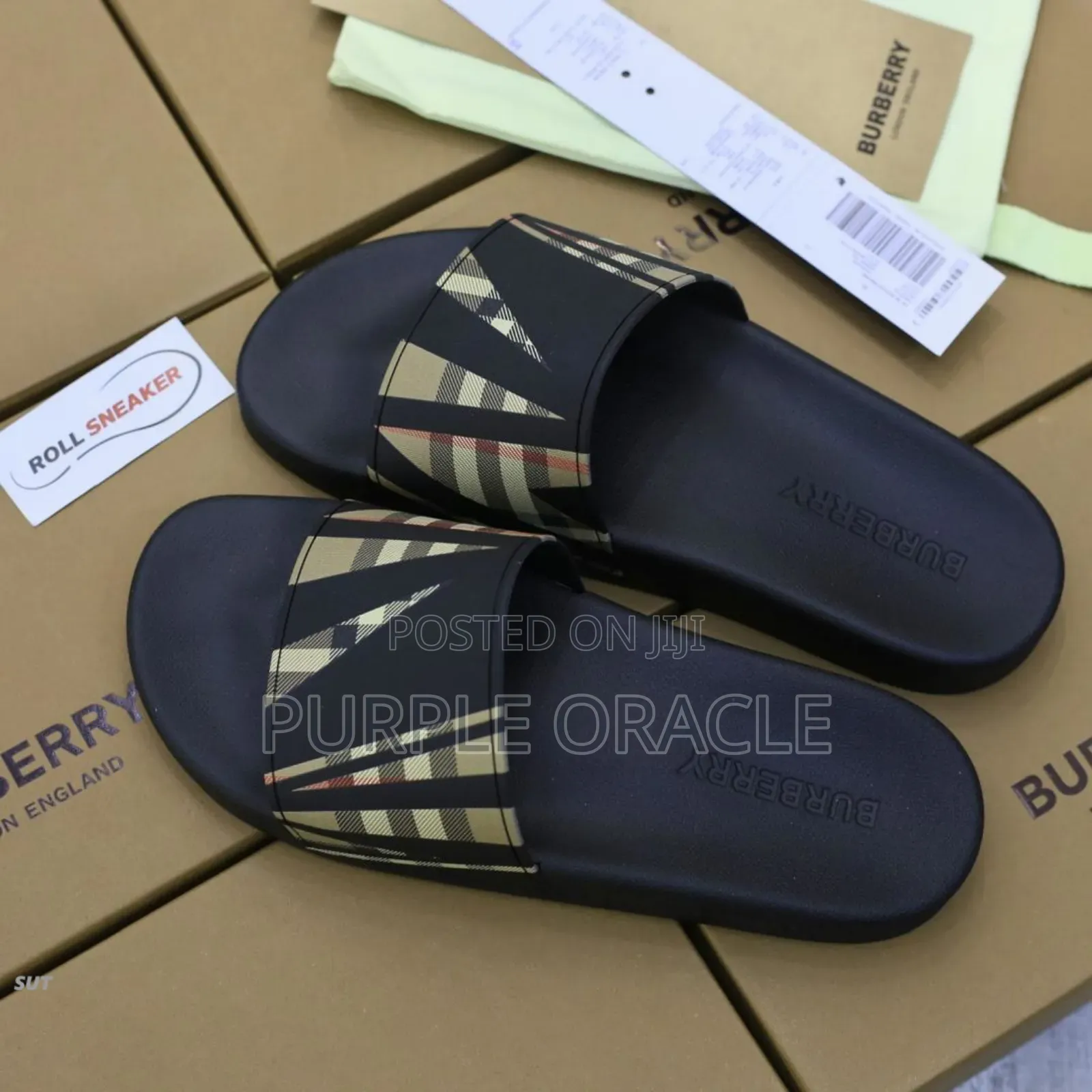 Burberry Furley Slides In A Check Print.