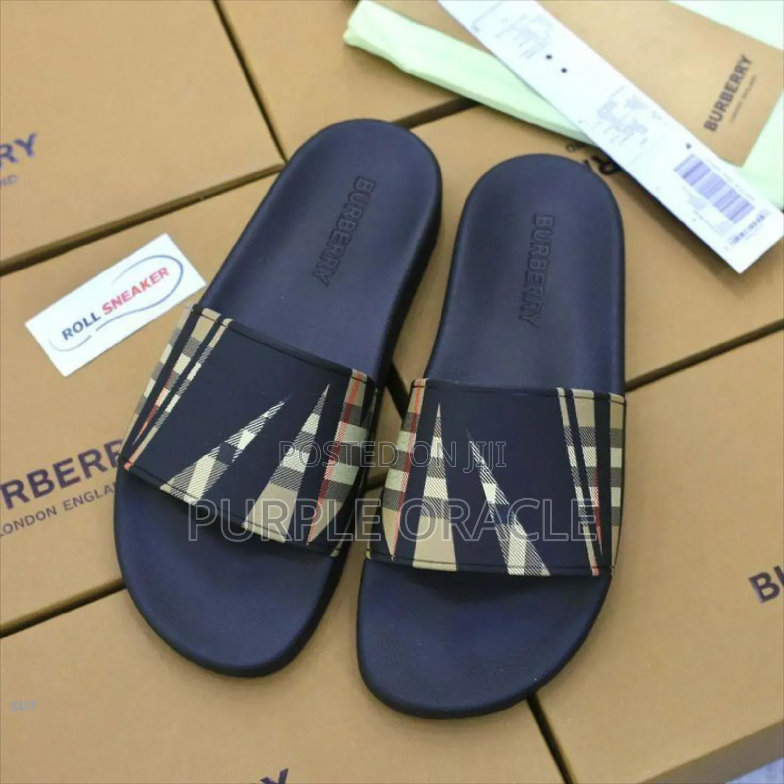 Burberry Furley Slides In A Check Print.