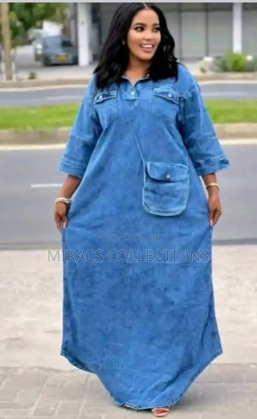 Blue Cargo Maxi Denim Dress