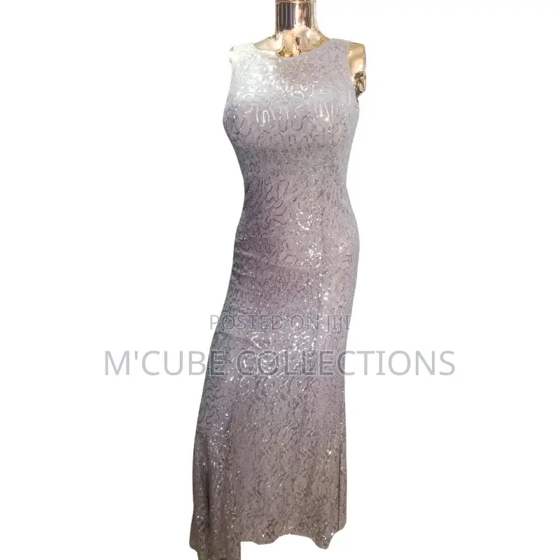 Silver Sequin Evening Gown