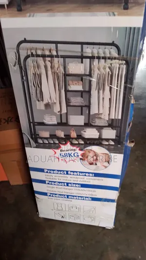 Double Clothes Rack With Shelves