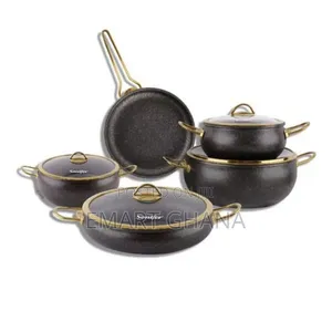 Sonifer 9-pieces Wear-resistant Non-stick Granite Cookware Set Black