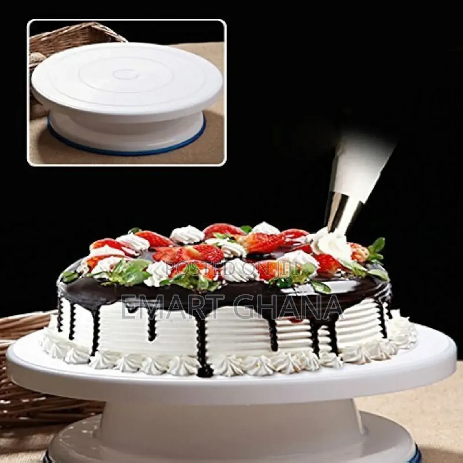 Plastic Cake Server 28 Cm, 360° Degree Rotating Revolving Cake Turn