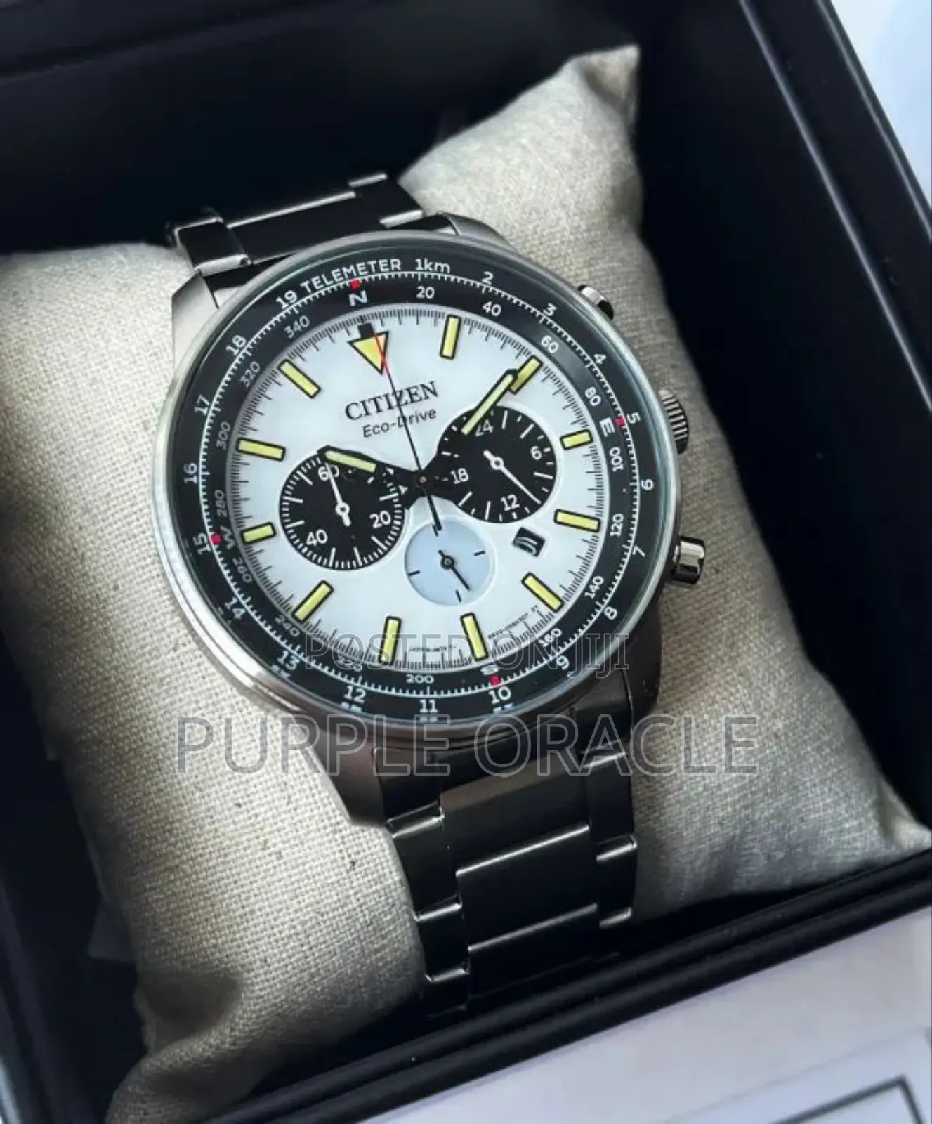 Citizen Eco-drive Watch Ca4500-91a Chronograph Silver Steel Strap.
