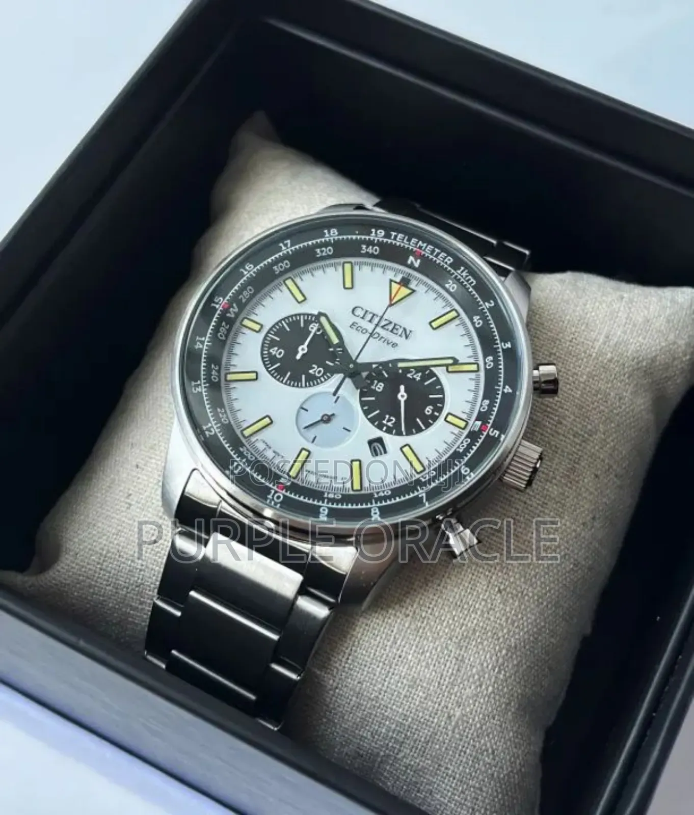Citizen Eco-drive Watch Ca4500-91a Chronograph Silver Steel Strap.