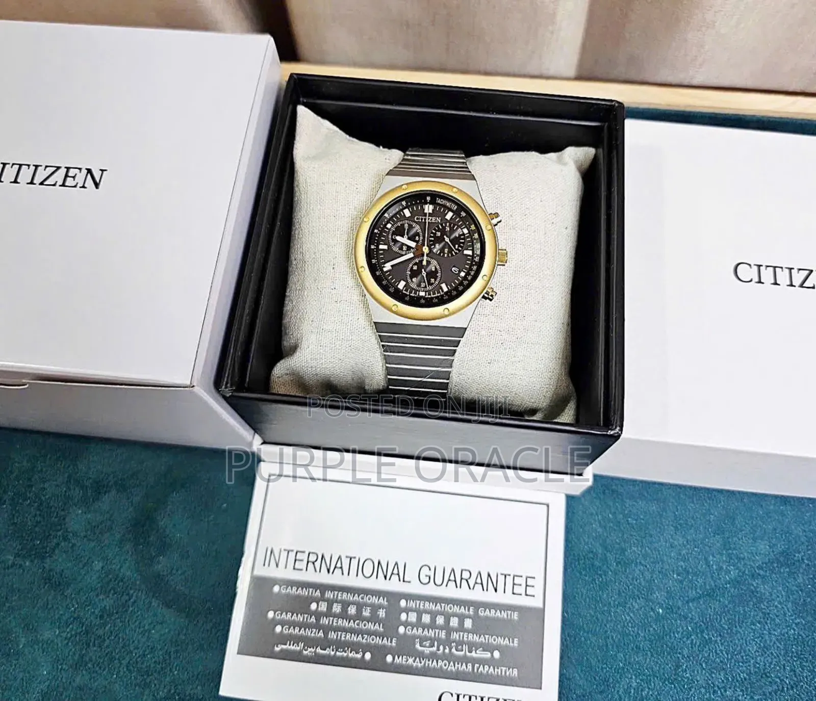 Citizen At2544-64e Quartz Eco-drive Chronograph Tachymeter.