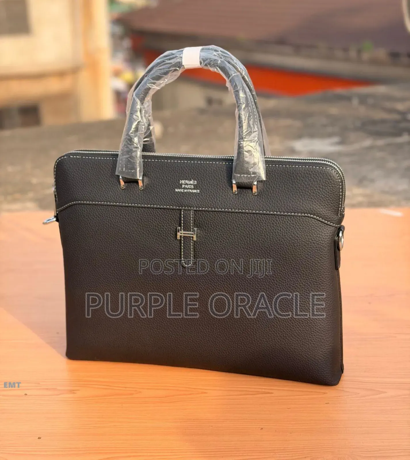 Hermes Black Leather Laptop Bag