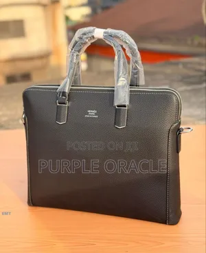 Hermes Black Leather Laptop Bag