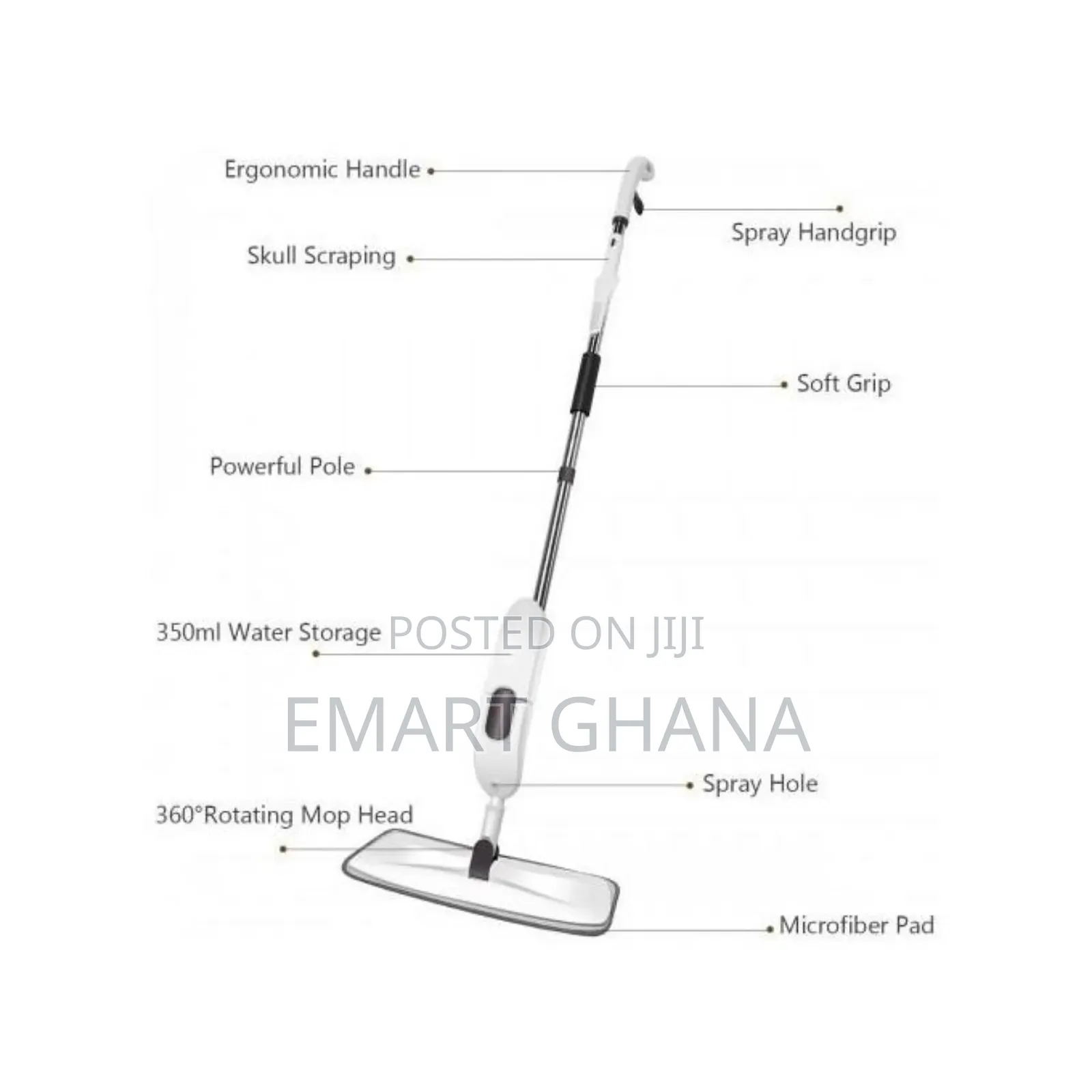 Aurora Water Spray Mop With Washable Microfiber And Flexible 360°