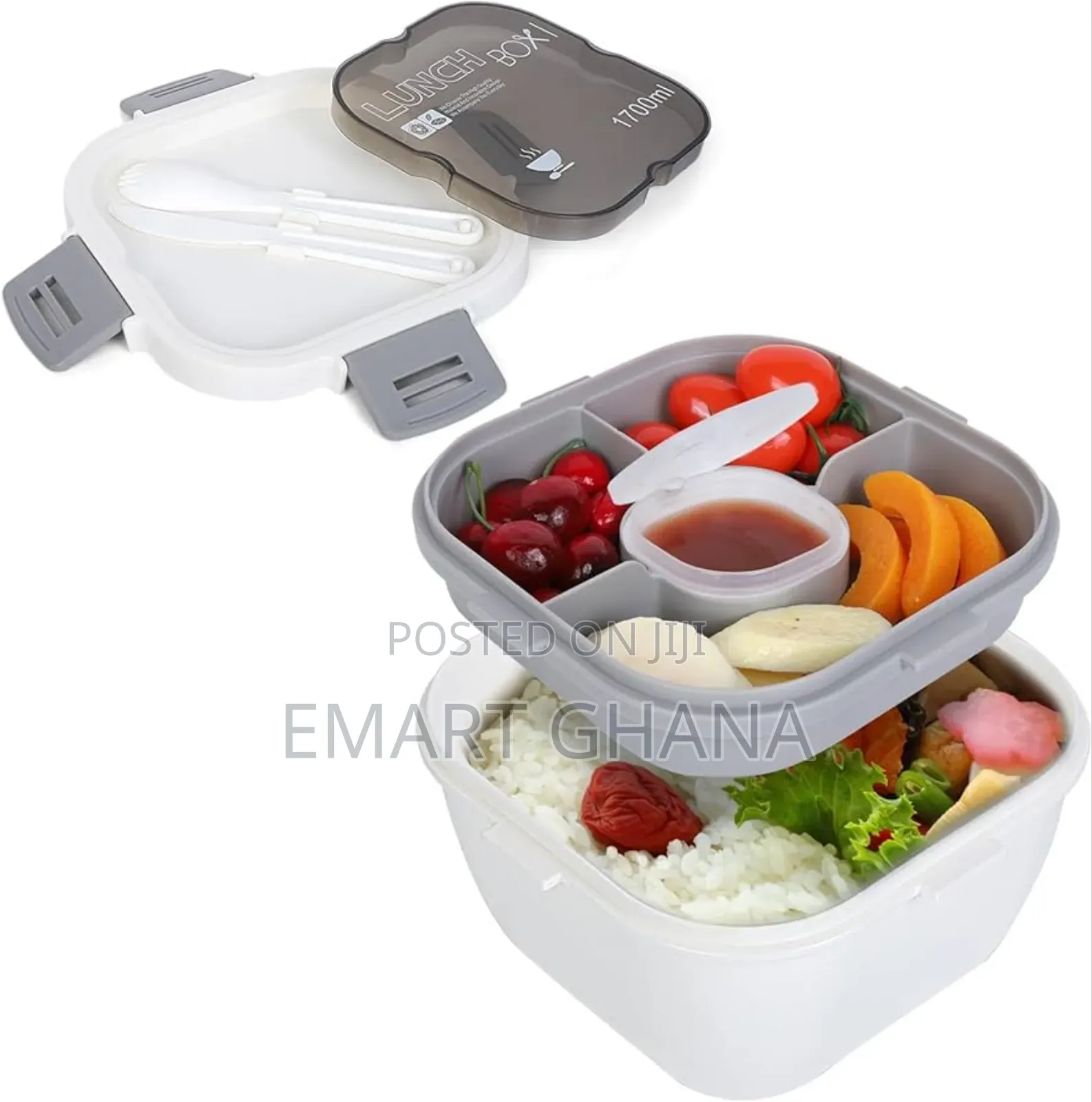 1700ml Bento Lunch Box With Divider And Sauce Container, Lunch Box,