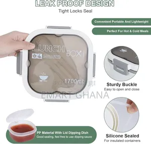 1700ml Bento Lunch Box With Divider And Sauce Container, Lunch Box,