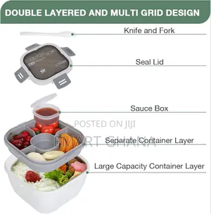 1700ml Bento Lunch Box With Divider And Sauce Container, Lunch Box,