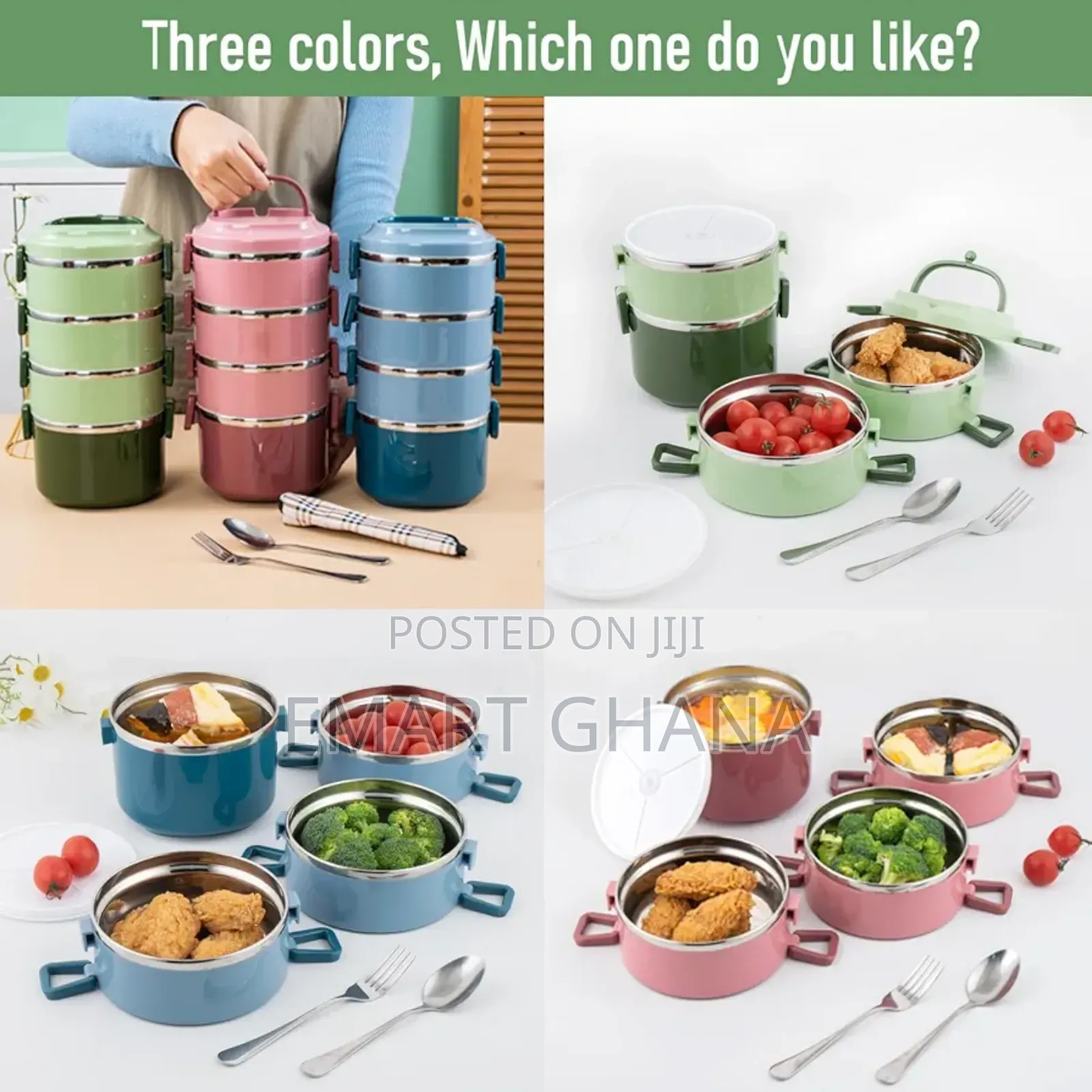 Stainless Steel Lunch Box, 2950ml 4-layer With Spoon And Fork