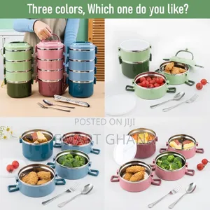 Stainless Steel Lunch Box, 2950ml 4-layer With Spoon And Fork