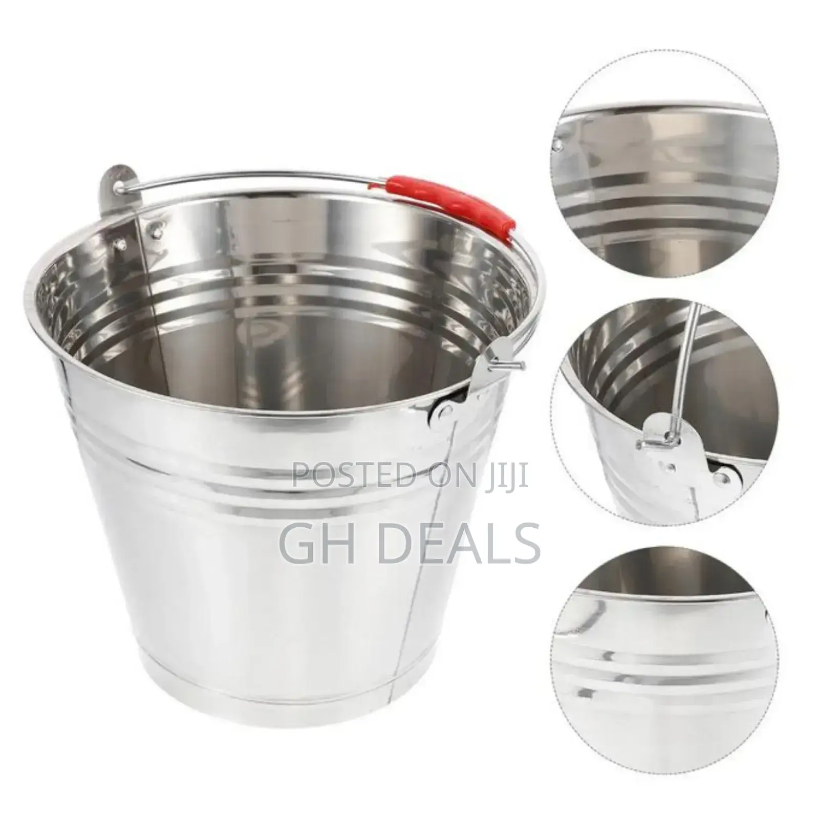 36cm Stainless Steel Bucket - Silver