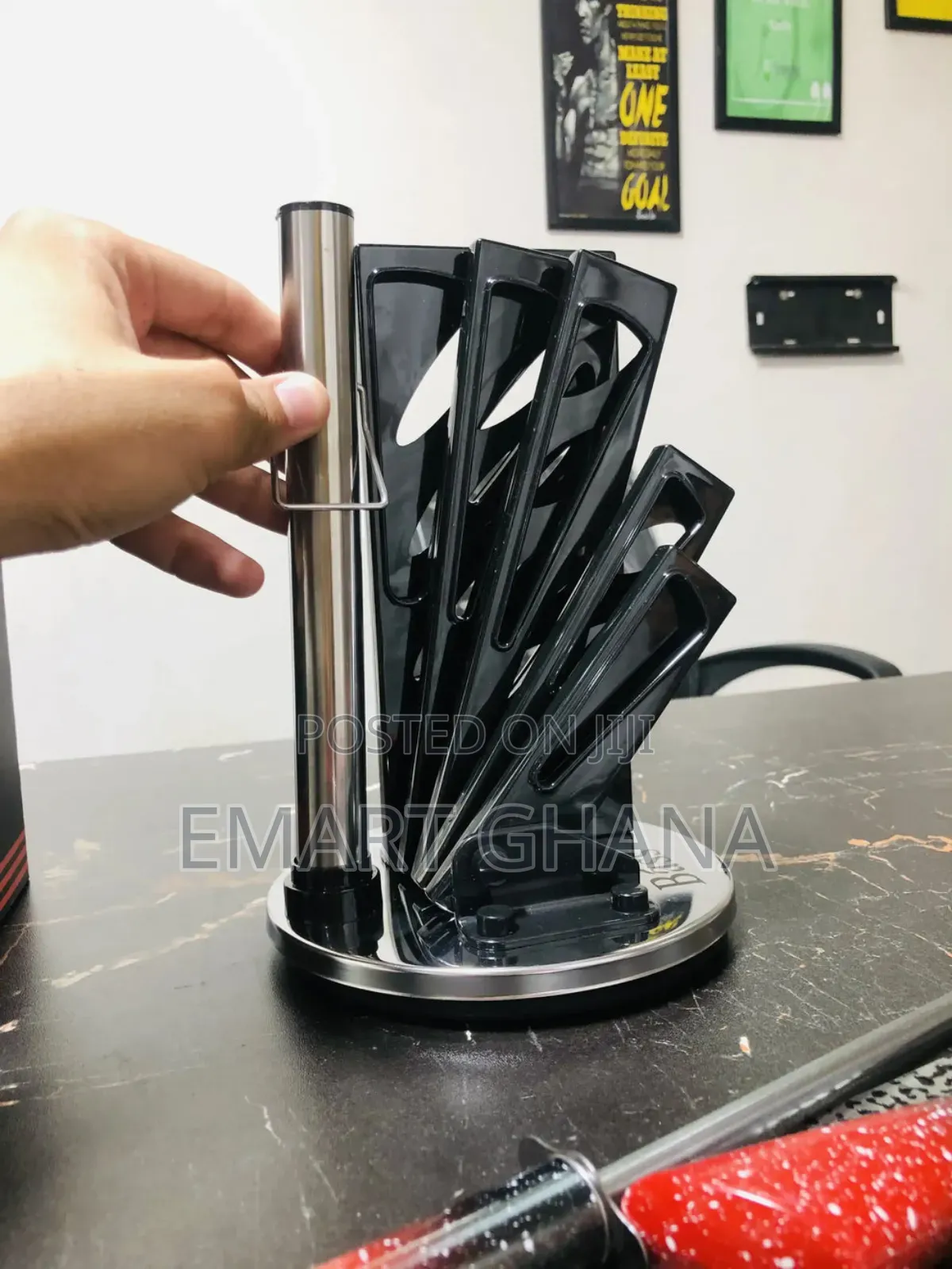Bass Kitchen Knife Set 8 Pieces With Rotating And Folding Stand