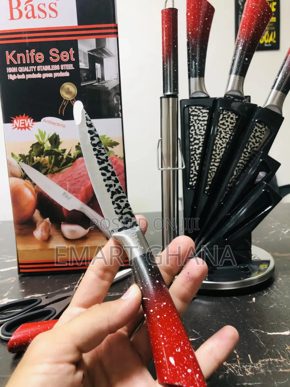 Bass Kitchen Knife Set 8 Pieces With Rotating And Folding Stand