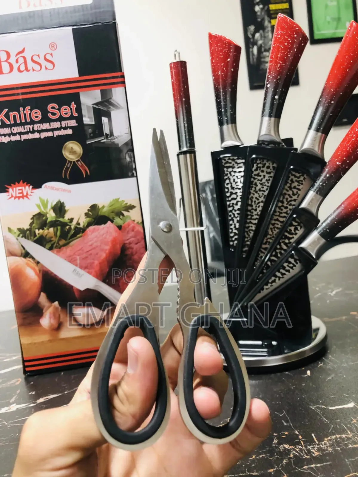 Bass Kitchen Knife Set 8 Pieces With Rotating And Folding Stand