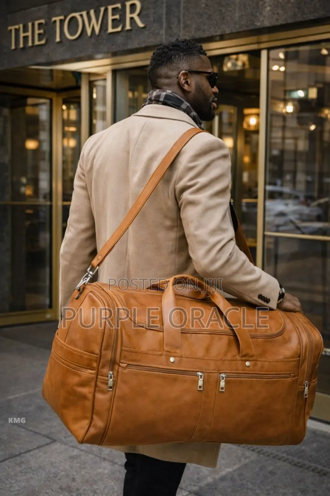 Brown And Black Leather Duffle Bag