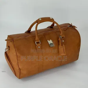 Brown And Black Leather Duffle Bag