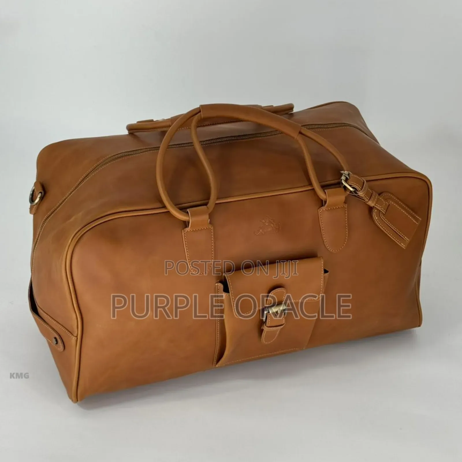 Brown And Black Leather Duffle Bag