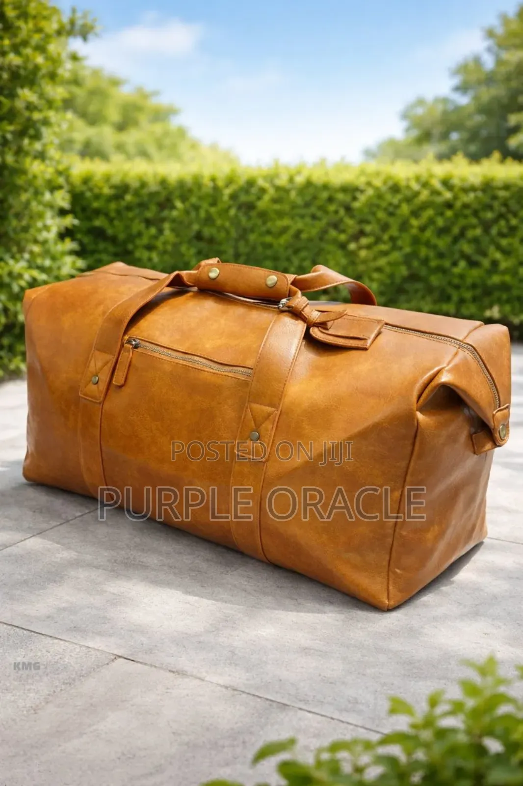 Brown And Black Leather Duffle Bag
