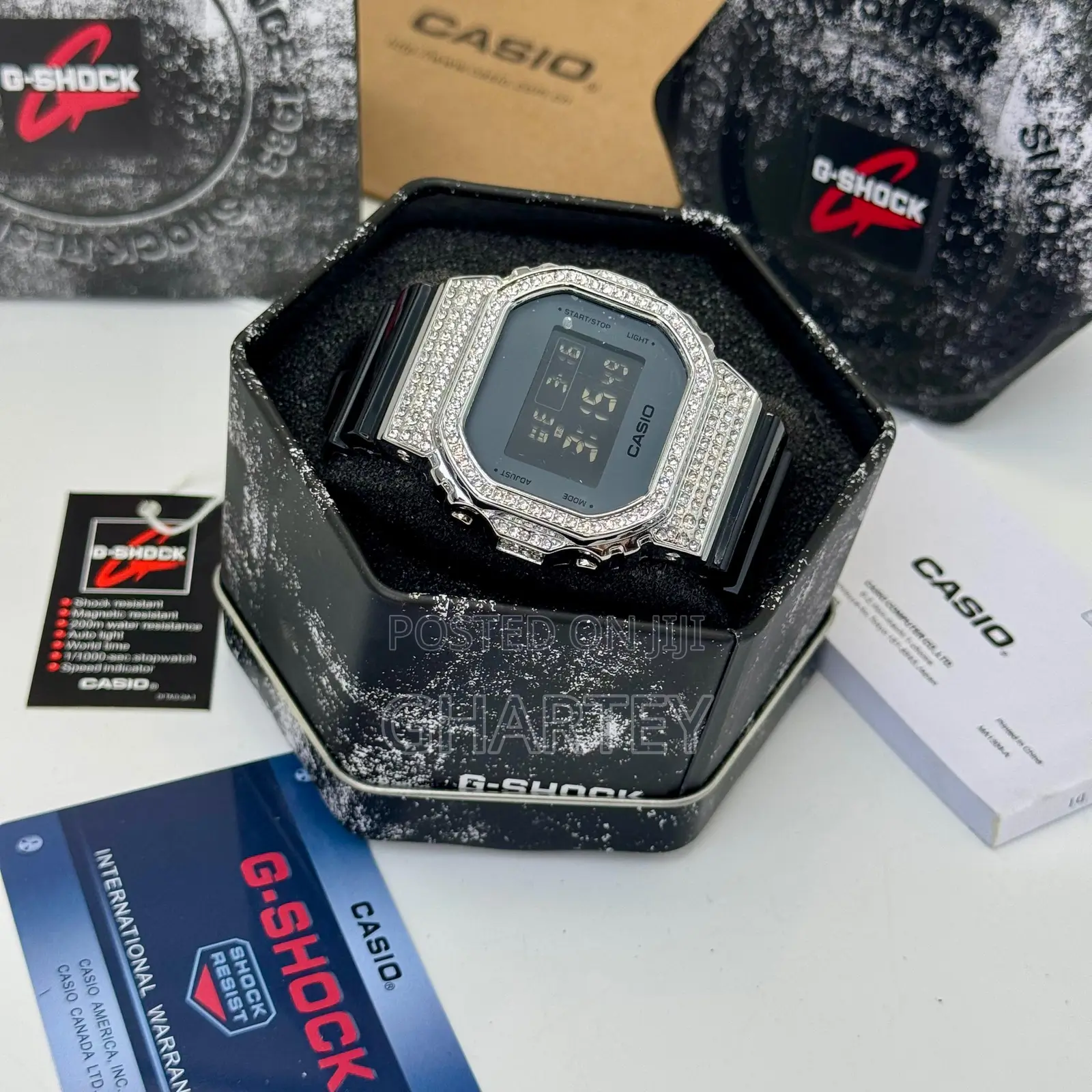 Iced-Out Digital Power – Custom Crystal Bezel G-Shock