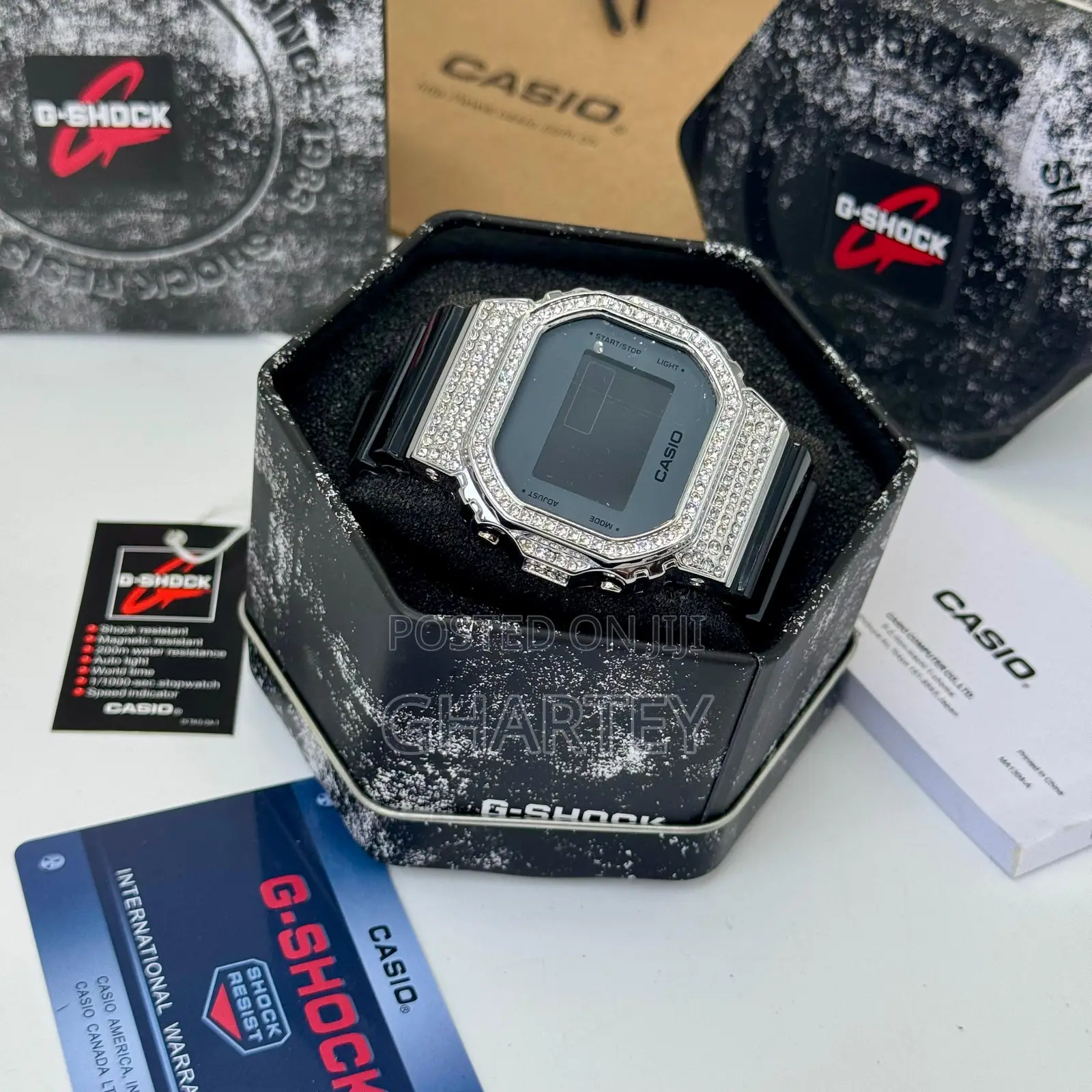 Iced-Out Digital Power – Custom Crystal Bezel G-Shock
