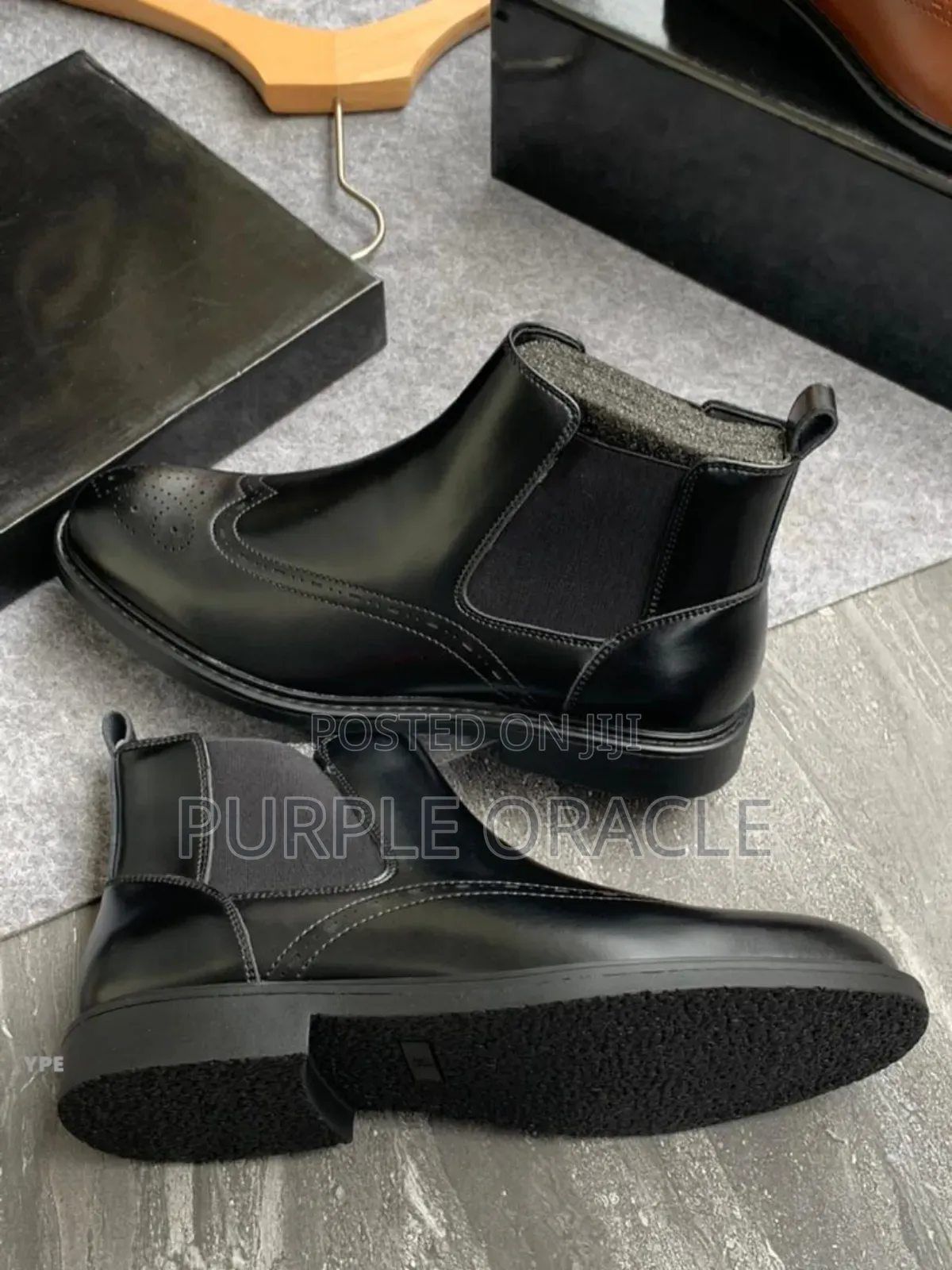 Men's Brown And Black Synthetic Leather Brogue Boot